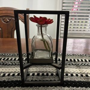 Set of 2.  Modern Black Metal Frame with Red Succulent Accent - Magnolia Home
